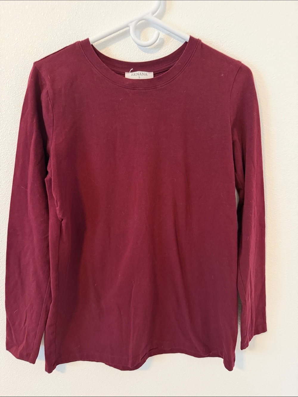 Zenana Outfitters Long Sleeve Crewneck Top - Maroon